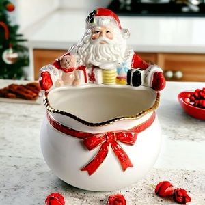 Spode Christmas SANTA WITH DOVE Nut/Candy Bowl 7 5/8" Tall